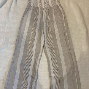 Striped Tan Wide Leg Pants